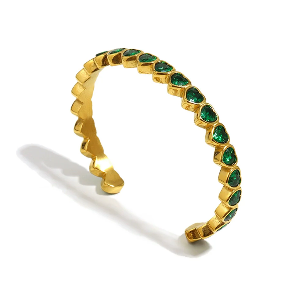 Wholesale Light Luxury Geometric Heart Zirconium Full Diamond Stainless Steel Electroplated Bracelet For Women - Image 6
