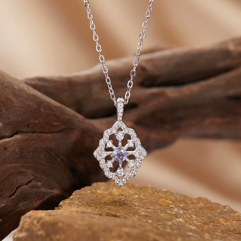 Wholesale Light Luxury Geometric Silver Pendant Necklace With Natural Gemstones - Image 16