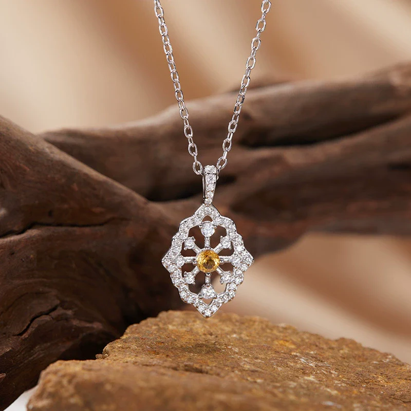 Wholesale Light Luxury Geometric Silver Pendant Necklace With Natural Gemstones - Image 17