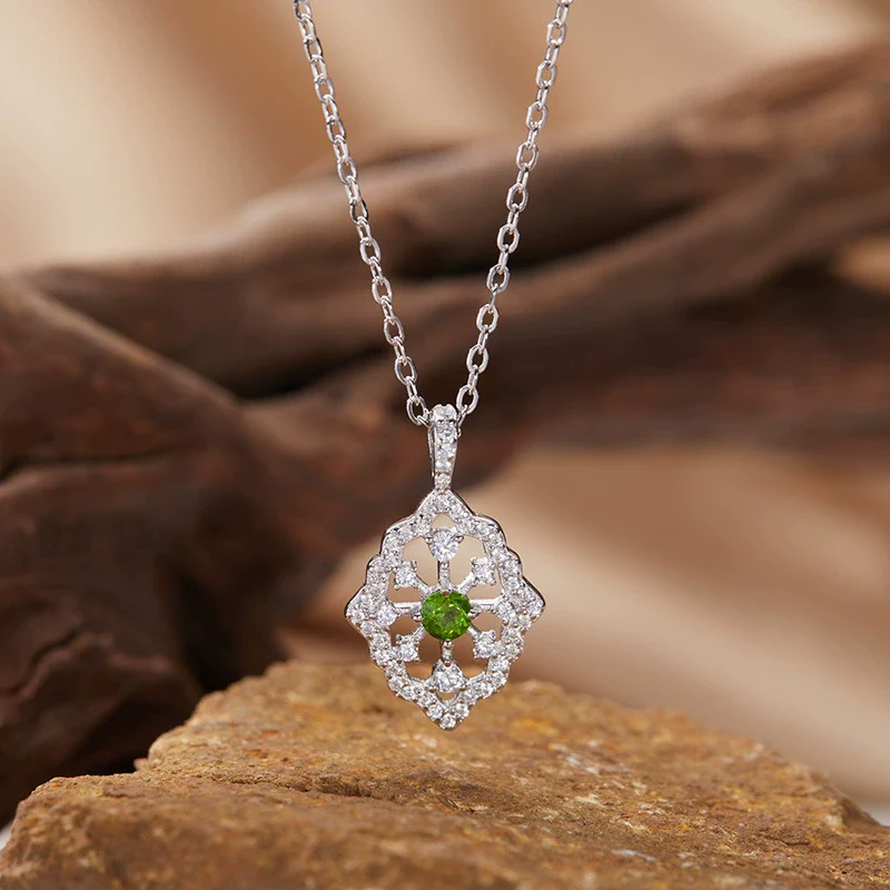 Wholesale Light Luxury Geometric Silver Pendant Necklace With Natural Gemstones - Image 18