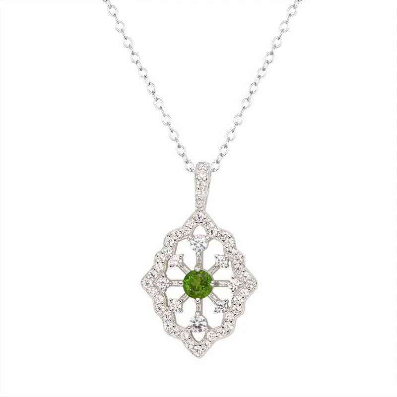 Wholesale Light Luxury Geometric Silver Pendant Necklace With Natural Gemstones - Image 5