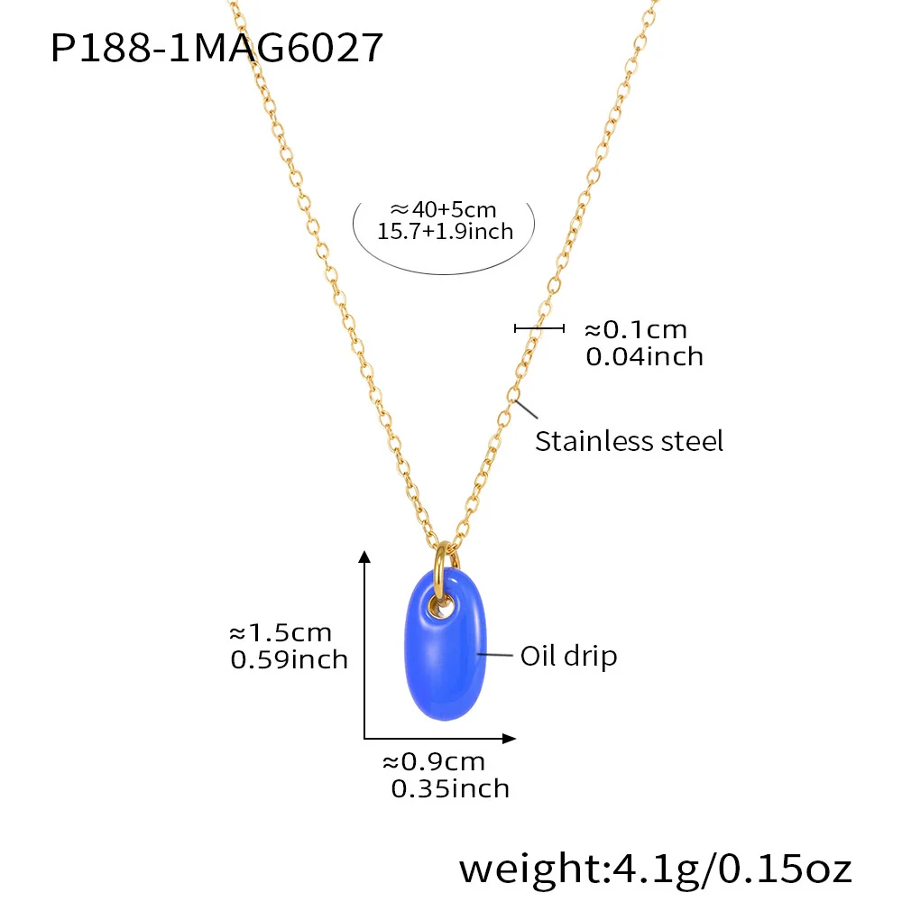 Wholesale Light Luxury Geometric Stainless Steel And Enamel Glaze Electroplated Pendant Clavicle Necklace For Women - Image 6