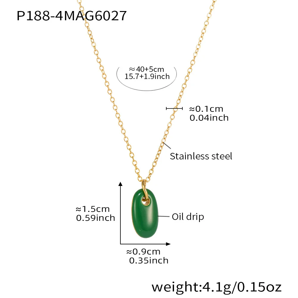 Wholesale Light Luxury Geometric Stainless Steel And Enamel Glaze Electroplated Pendant Clavicle Necklace For Women - Image 7
