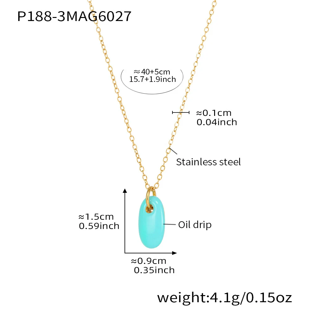 Wholesale Light Luxury Geometric Stainless Steel And Enamel Glaze Electroplated Pendant Clavicle Necklace For Women - Image 8