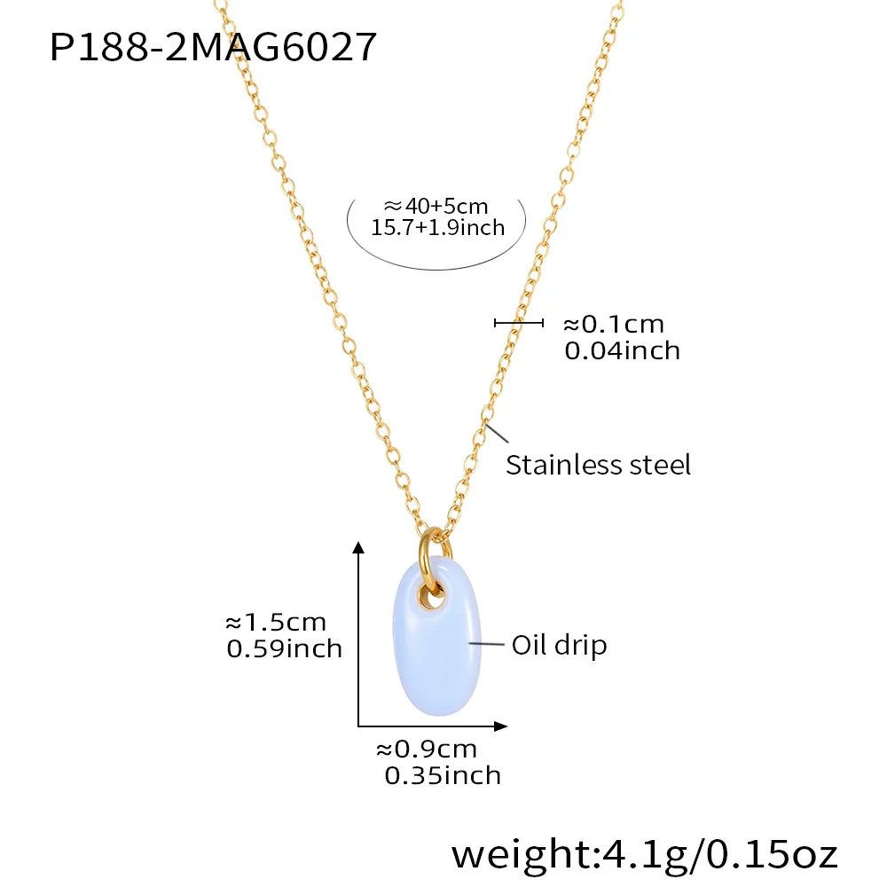 Wholesale Light Luxury Geometric Stainless Steel And Enamel Glaze Electroplated Pendant Clavicle Necklace For Women - Image 9