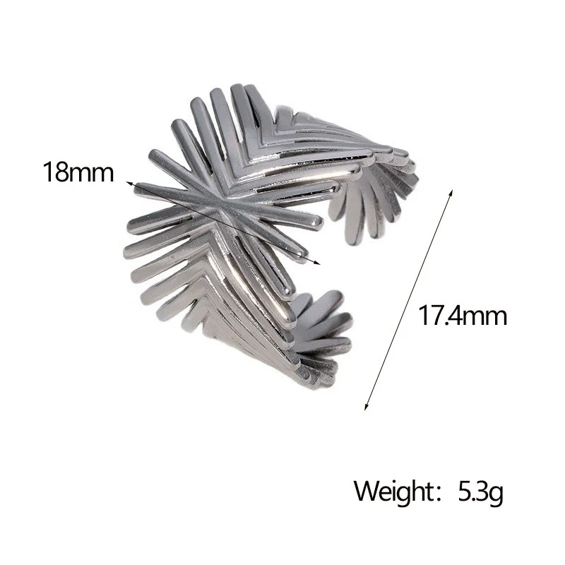 Wholesale Light Luxury Geometric Stainless Steel Electroplated Adjustable Open Ring For Women And Men - Image 7
