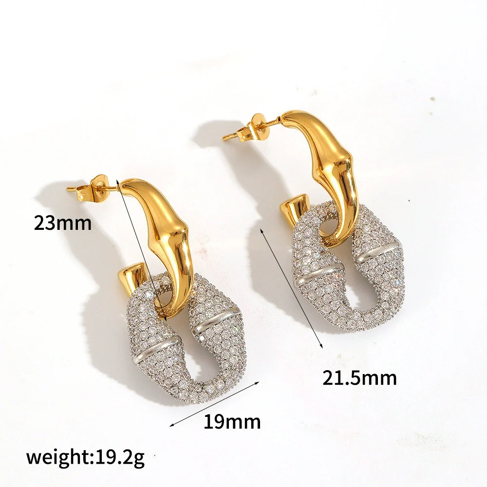 Wholesale Light Luxury Geometric Stainless Steel Real Gold Plated Jewelry Set For Women Earrings Necklace Bracelet - Image 9