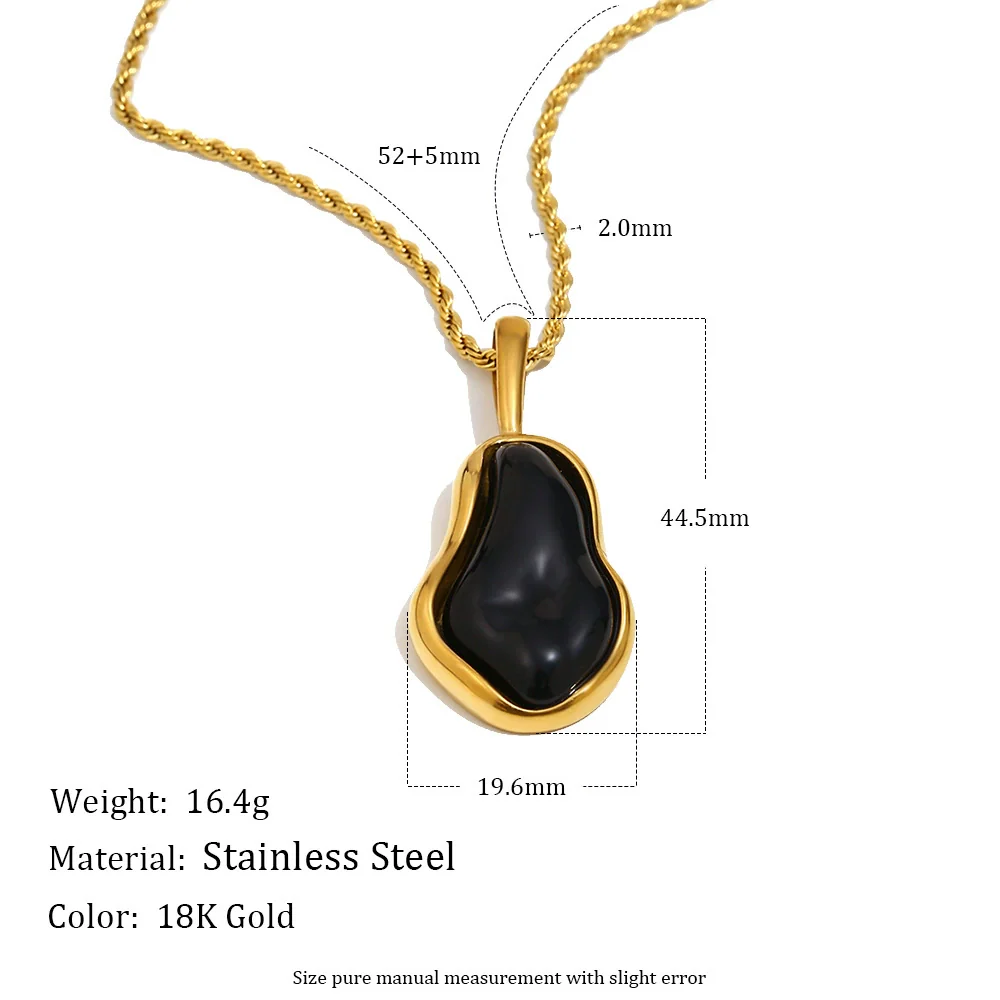 Wholesale Light Luxury Geometric Stainless Steel Vacuum Plated 18K Gold Imitation Baroque Pearl Shape Pendant Necklace For Women - Image 2