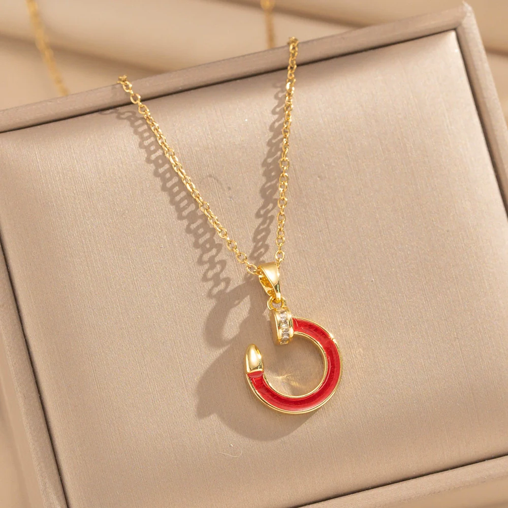 Wholesale Light Luxury Geometric Titanium Steel Cross Chain Necklace With Real Gold Plating In The Furnace For Women - Image 2
