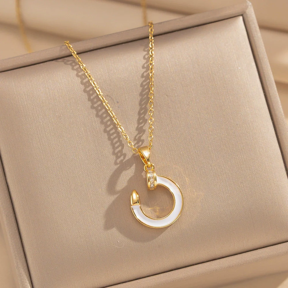 Wholesale Light Luxury Geometric Titanium Steel Cross Chain Necklace With Real Gold Plating In The Furnace For Women - Image 3
