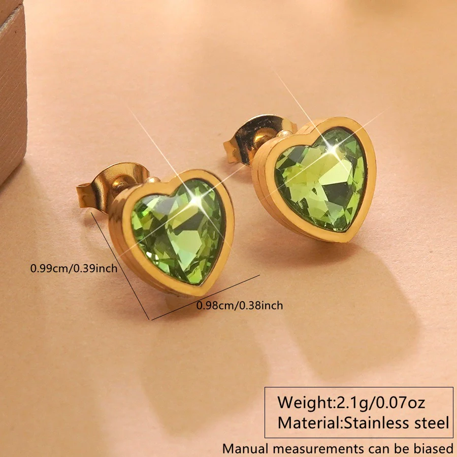 Wholesale Light Luxury Goldplated Stainless Steel Heart Shape Zircon Earrings And Ear Bone Nails For Women - Image 4