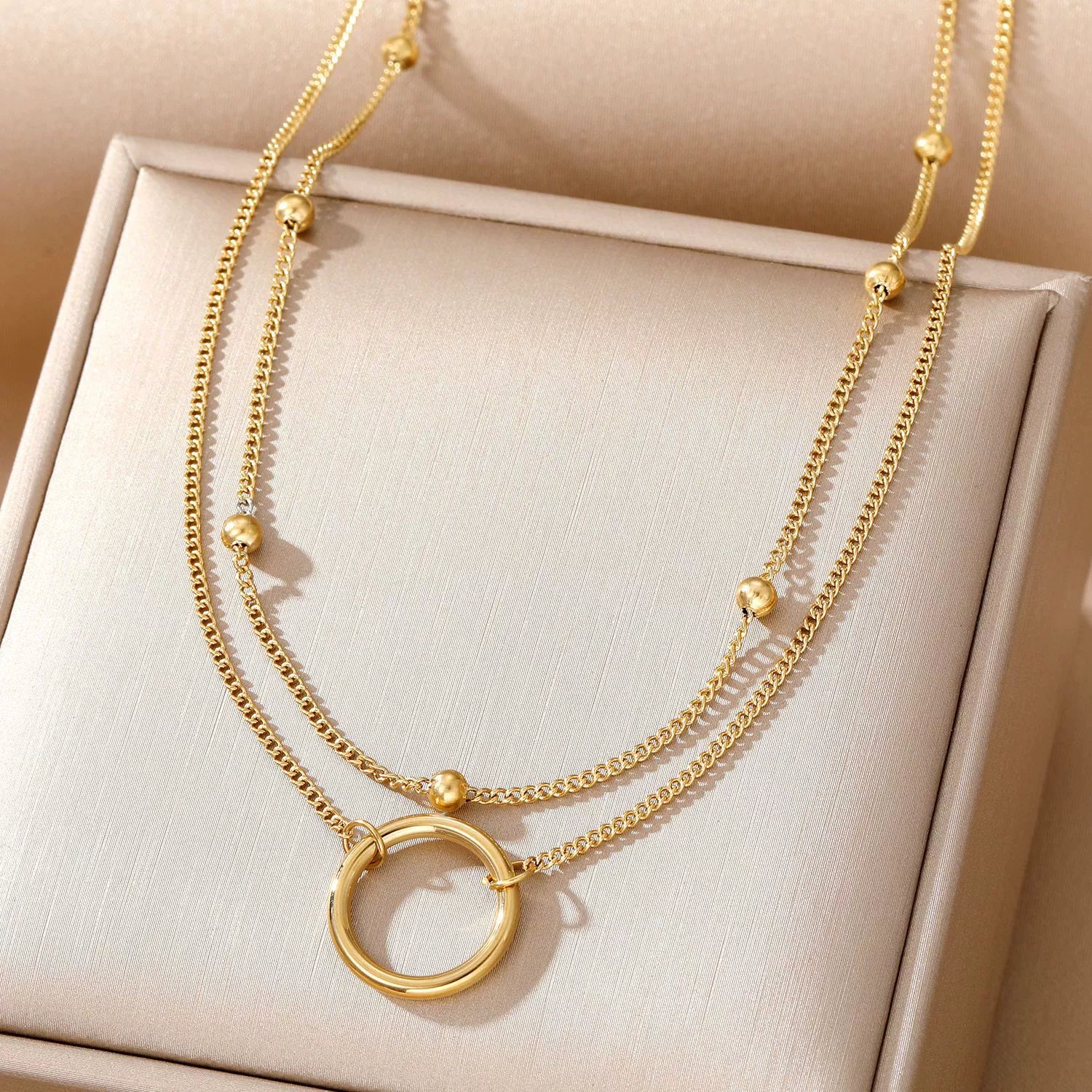 Wholesale Light Luxury Goldplated Stainless Steel Insectpatterned Ochain Necklace - Image 8