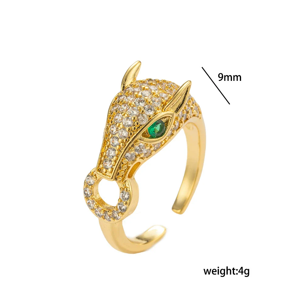 Wholesale Light Luxury Hiphop Leopard Geometric Animal Zodiac Gold Plated Copper Ring For Women - Image 5