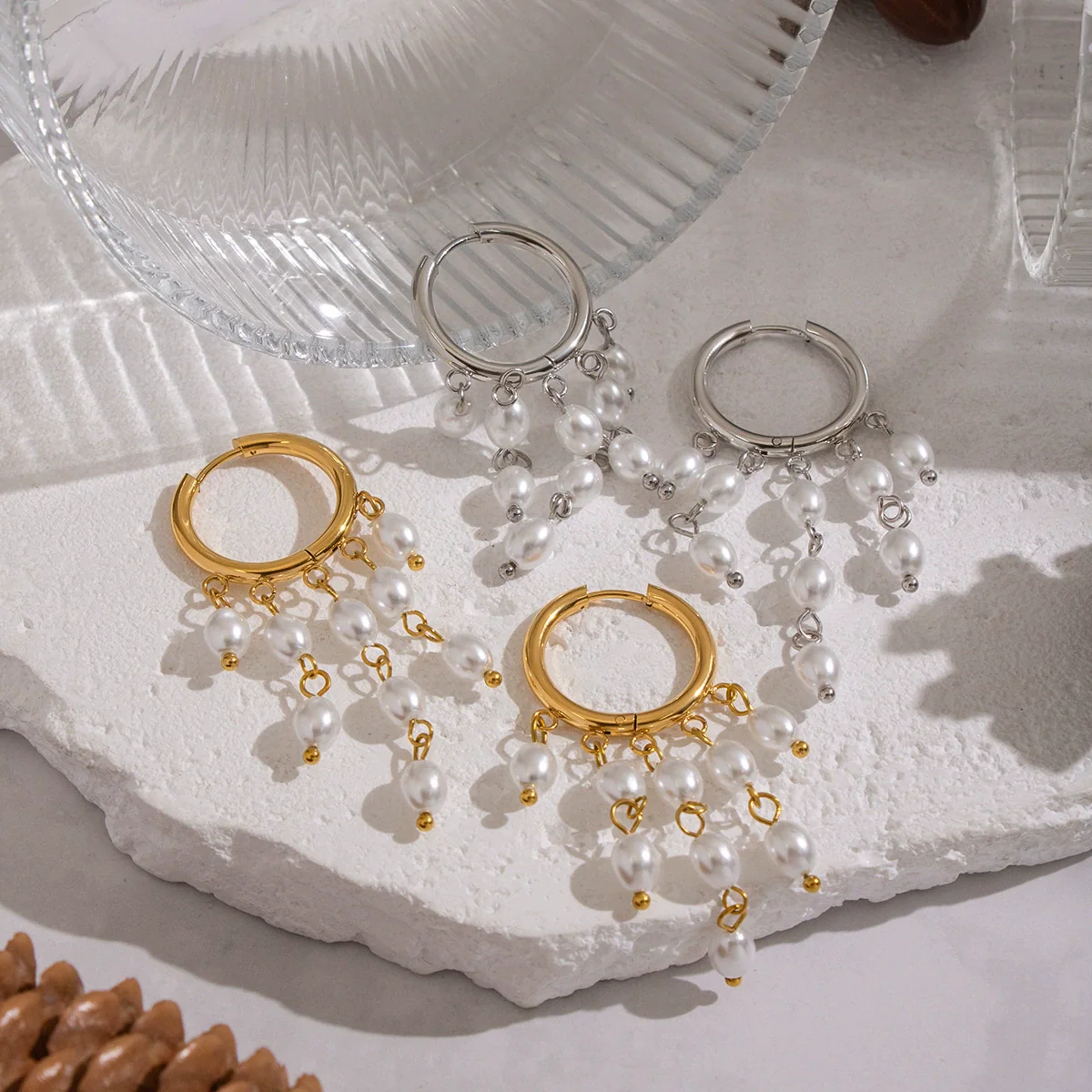 Wholesale Light Luxury Minimalist Geometric Stainless Steel Pvd Furnace Vacuum Real Gold Plated Earrings For Women - Image 4