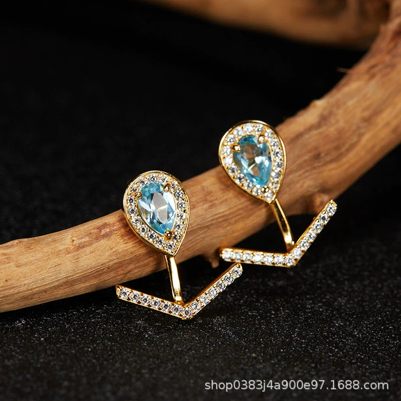 Wholesale Light Luxury Niche Style Vshaped Geometric Silver 925 Sterling Silver Plated 18K Gold Ring Set With Gems Jewelry Accessories - Image 18
