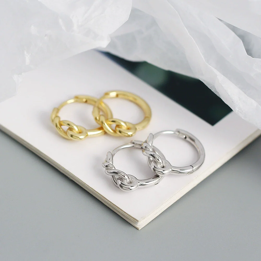 Wholesale Light Luxury Retro Geometric S925 Silver Electroplated Wind Winding Earrings - Image 4