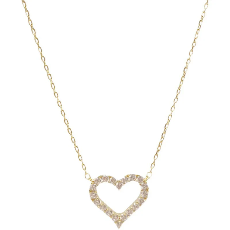 Wholesale Light Luxury Sterling Silver Heartshaped Necklace With Micropaved Zircon And Ochain - Image 5