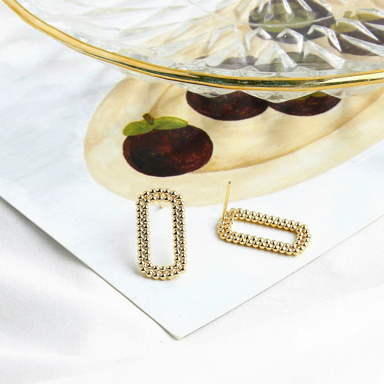 Wholesale Light Luxury Style Copper Geometric Round Water Drops Rectangular Earrings S925 Copper Plated - Image 10