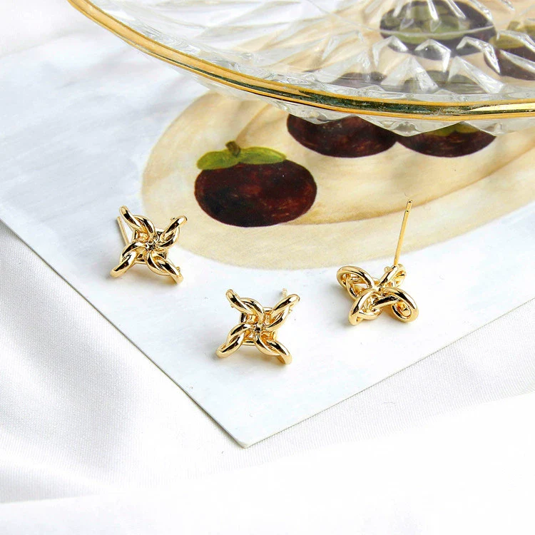 Wholesale Light Luxury Style Copper Geometric Round Water Drops Rectangular Earrings S925 Copper Plated - Image 3