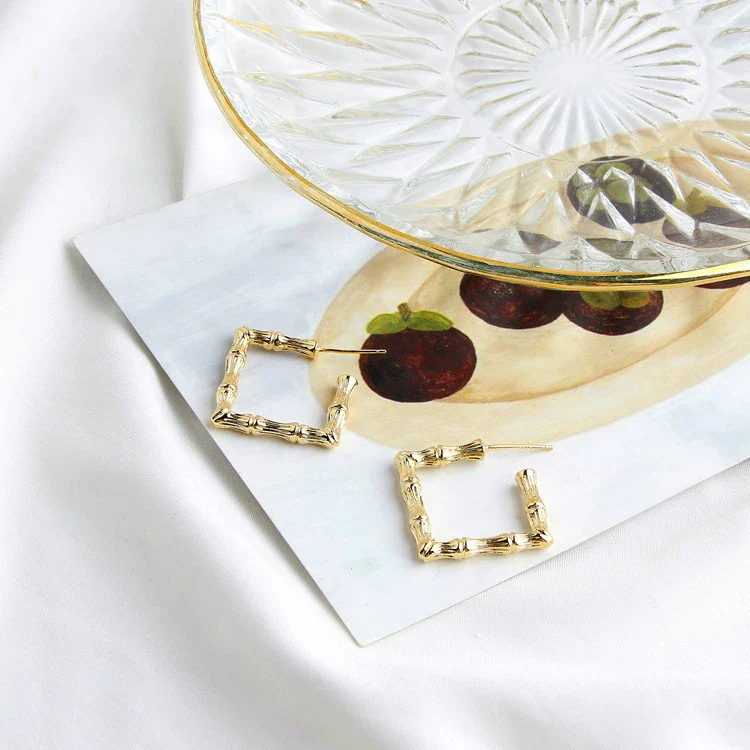 Wholesale Light Luxury Style Copper Geometric Round Water Drops Rectangular Earrings S925 Copper Plated - Image 7