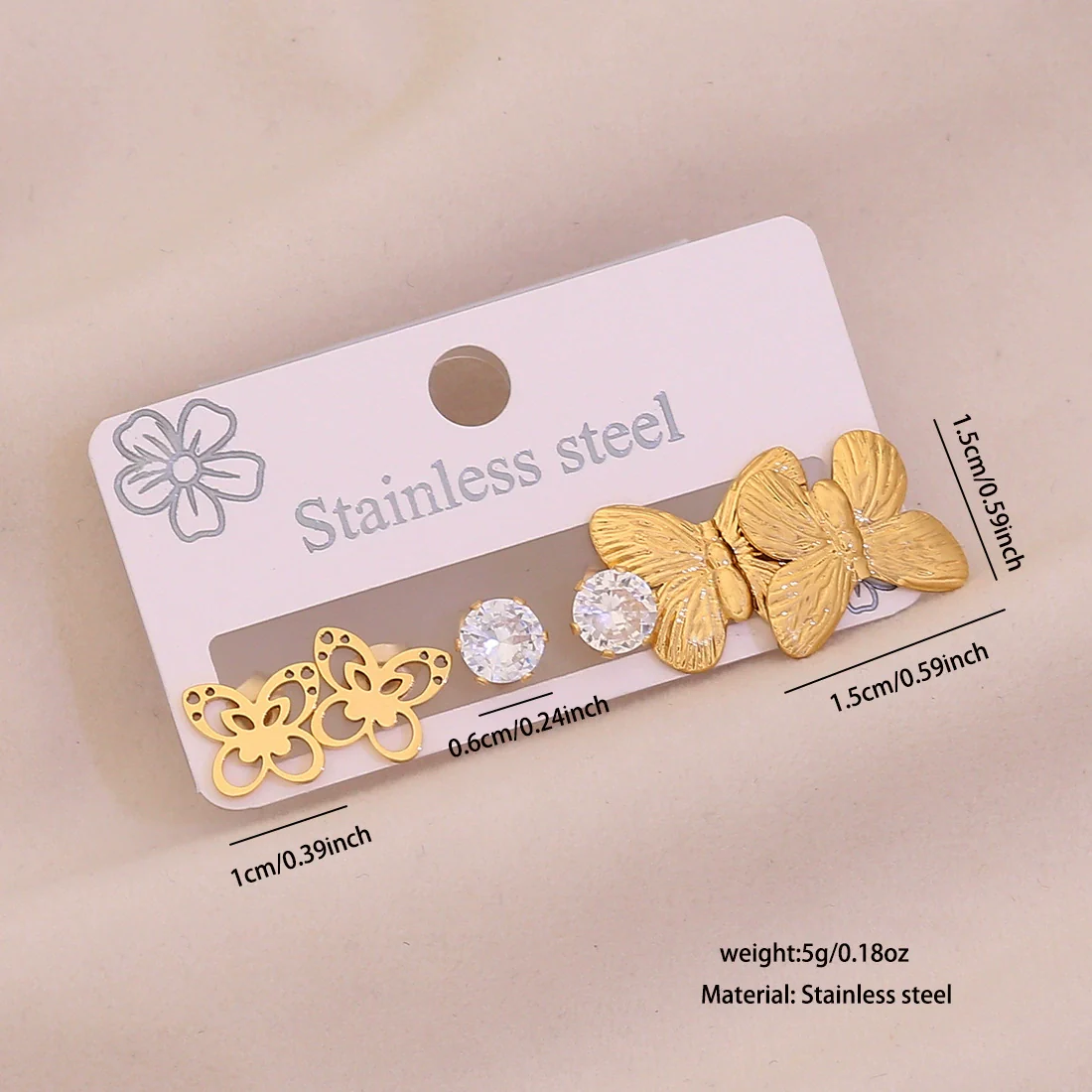 Wholesale Light Luxury Style Electroplated Stainless Steel Heart And Butterfly Flower Earrings For Women - Image 6