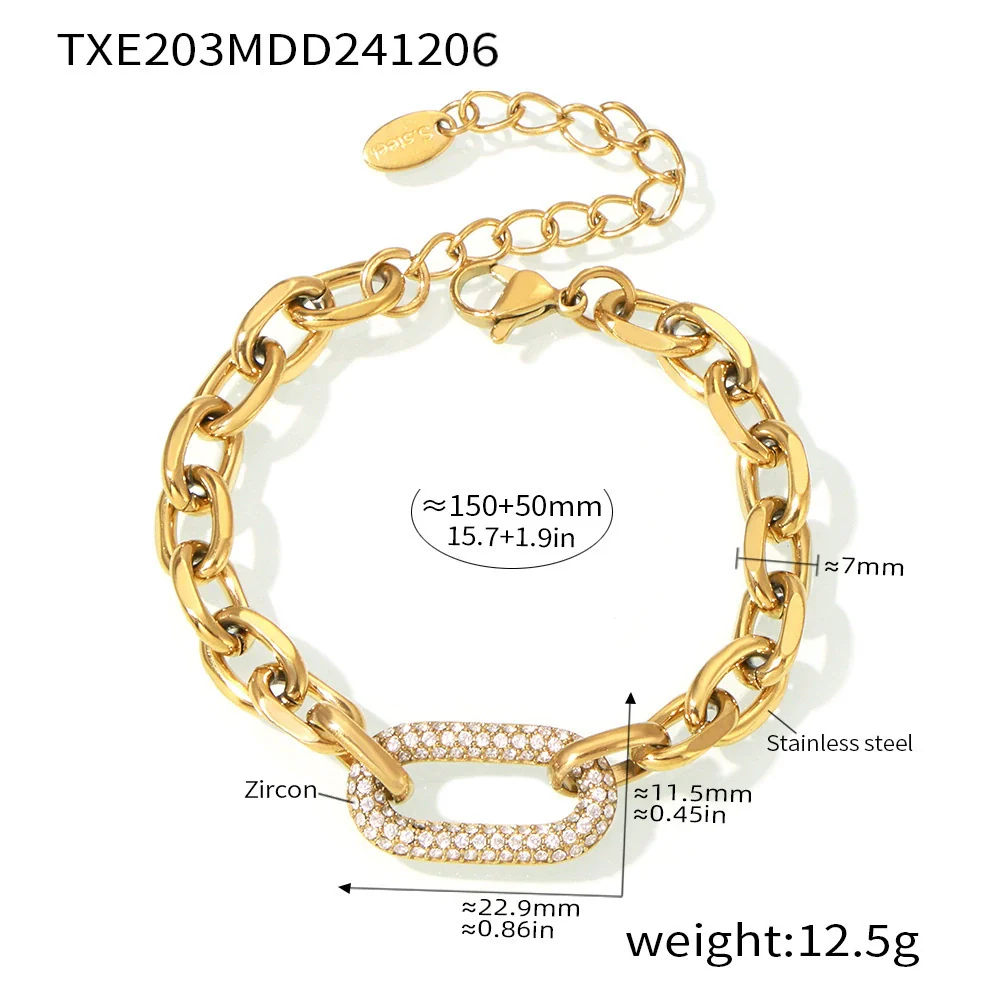Wholesale Light Luxury Style Ferris Wheel Inlaid Zircon Stainless Steel Necklace Bracelet Jewelry Set For Women 18K Gold Plated - Image 7