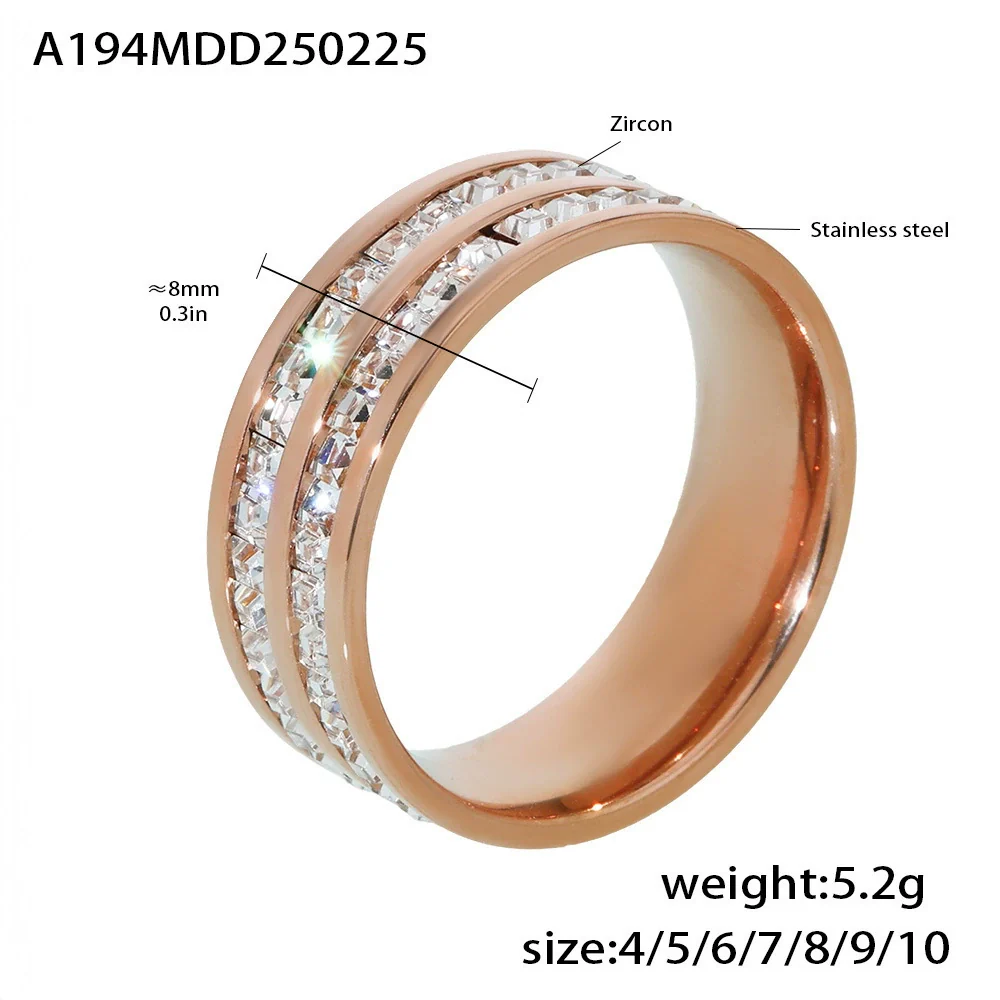 Wholesale Light Luxury Style Geometric Pattern Electroplated Stainless Steel Ferris Wheel Stars Full Diamond Inlaid Zircon Couple Ring For Women - Image 8