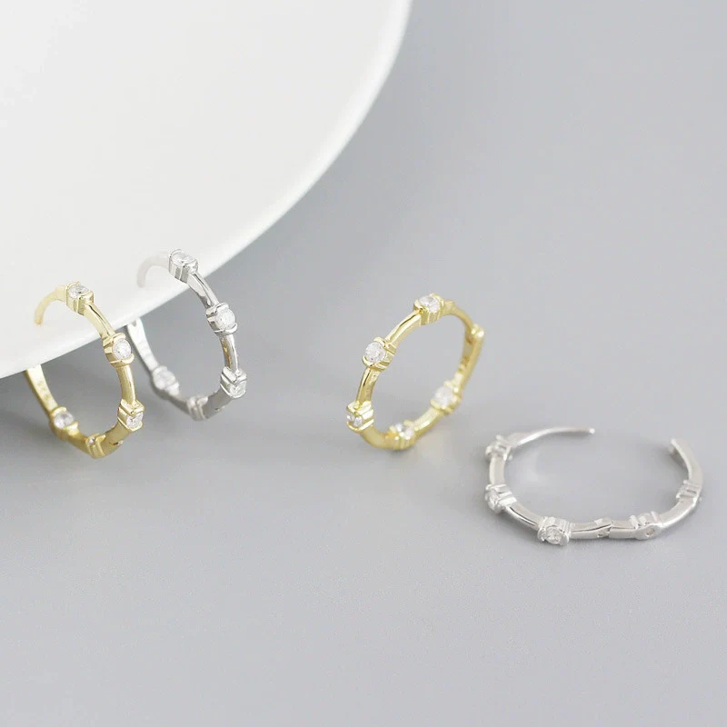 Wholesale Light Luxury Style Geometric S925 Sterling Silver Electroplated Exaggerated Round Microencrusted Earrings - Image 3