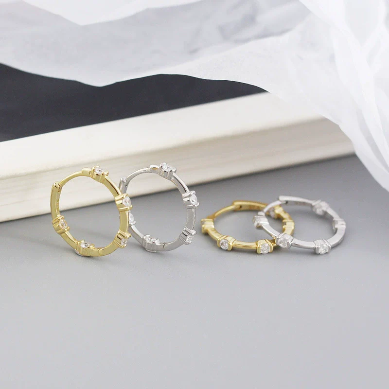 Wholesale Light Luxury Style Geometric S925 Sterling Silver Electroplated Exaggerated Round Microencrusted Earrings - Image 4