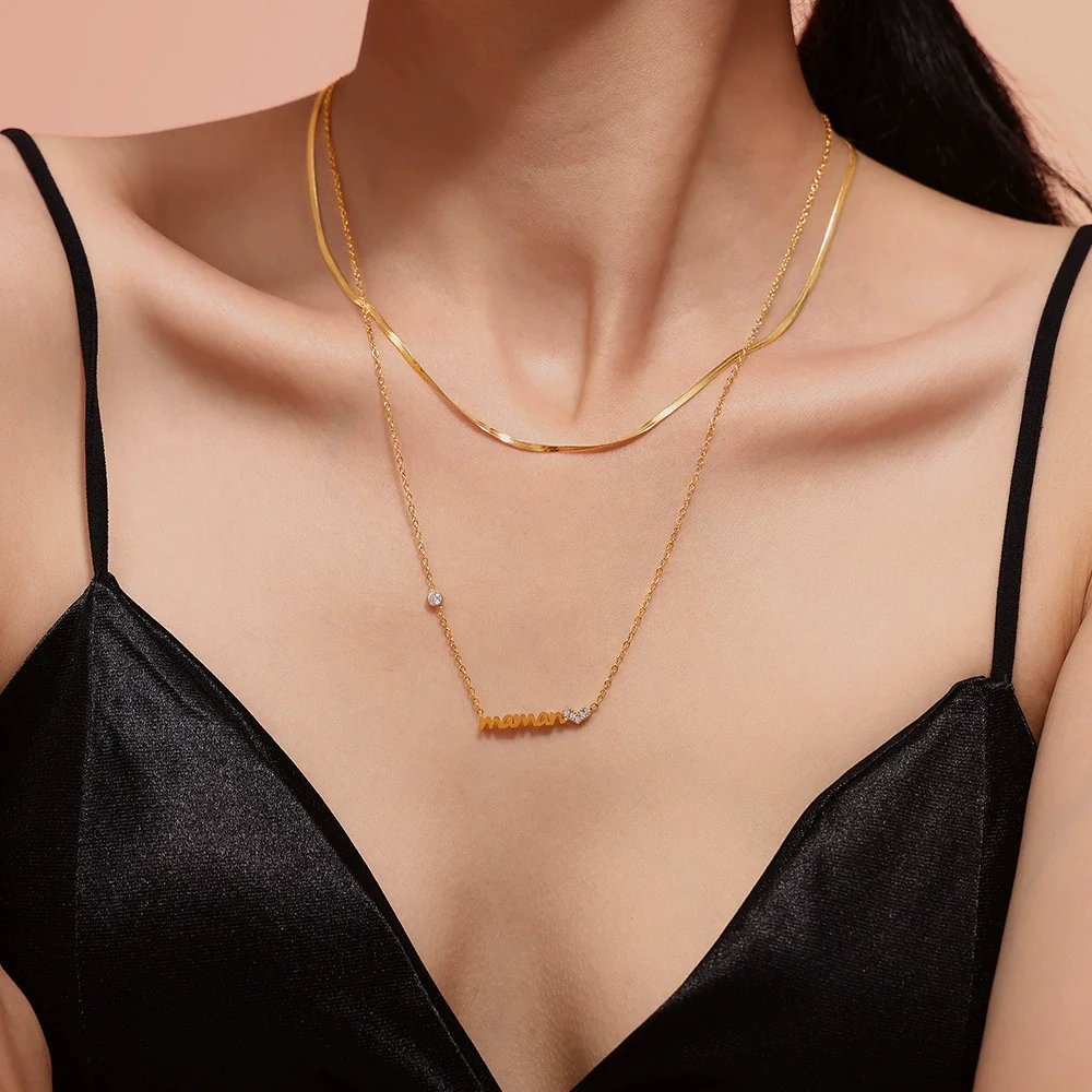 Wholesale Light Luxury Style Heart Shaped Zircon Stainless Steel Electroplated Necklace - Image 2