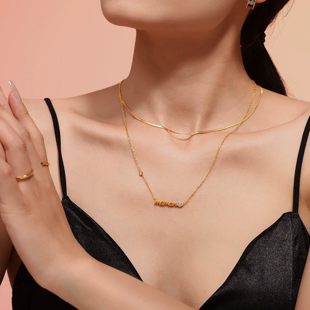 Wholesale Light Luxury Style Heart Shaped Zircon Stainless Steel Electroplated Necklace - Image 3