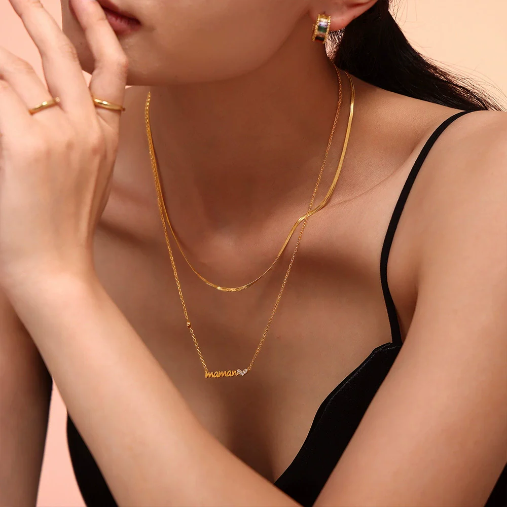 Wholesale Light Luxury Style Heart Shaped Zircon Stainless Steel Electroplated Necklace - Image 4