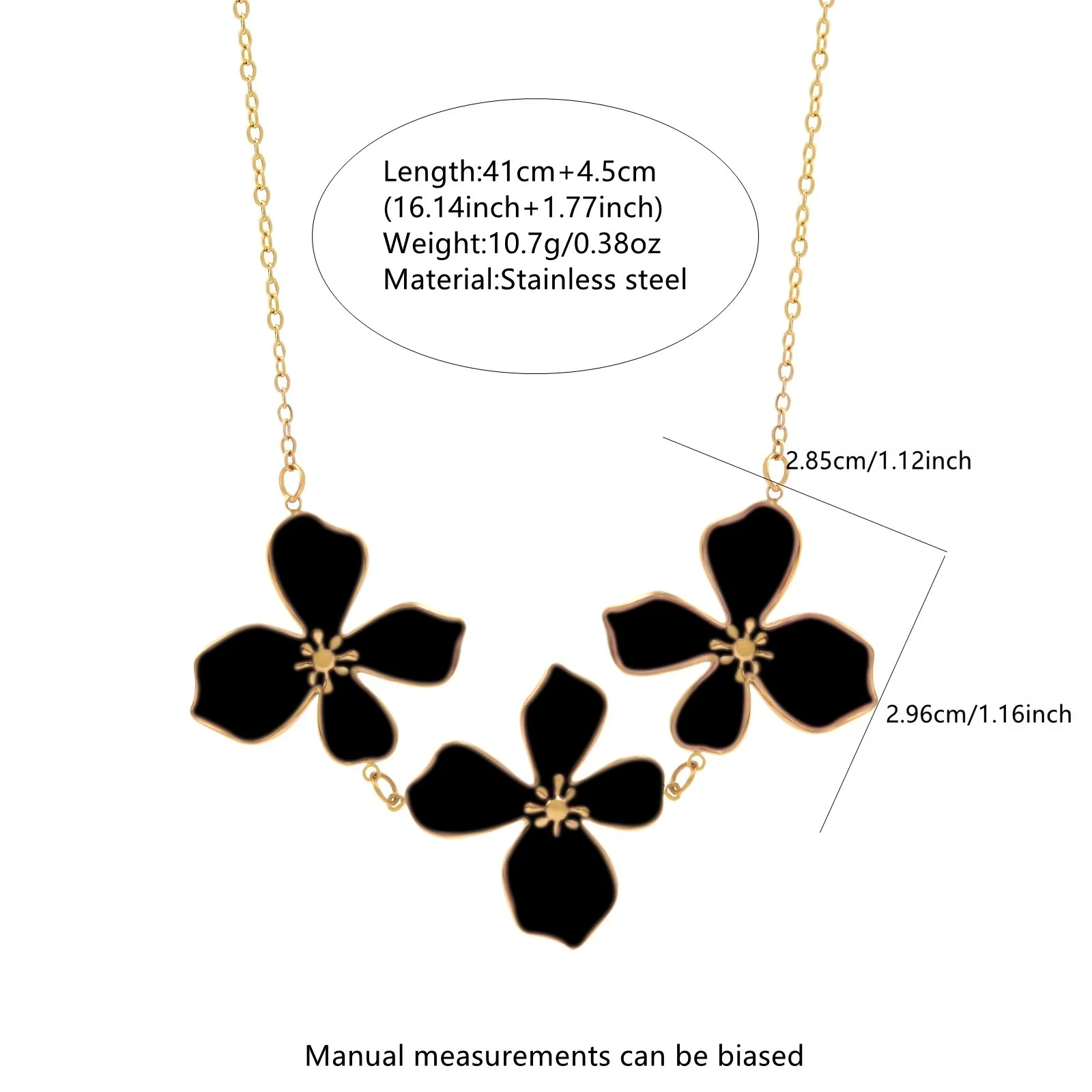 Wholesale Light Luxury Style Plants And Flowers Dripping Oil Stainless Steel Necklace And Earrings Set For Women - Image 4