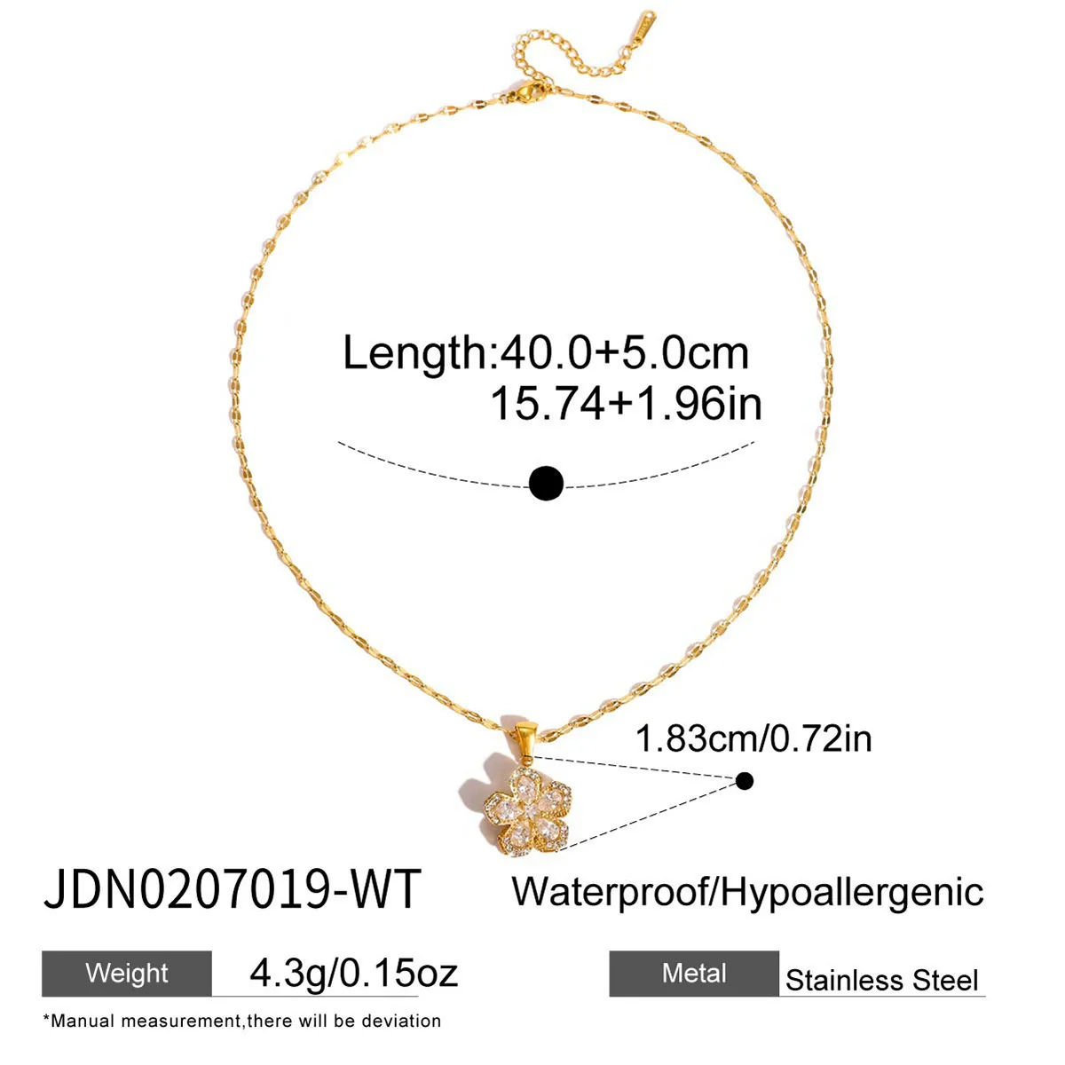 Wholesale Light Luxury Style Rotatable Geometric Flower Zircon Stainless Steel Electroplated Pendant Necklace For Women - Image 7
