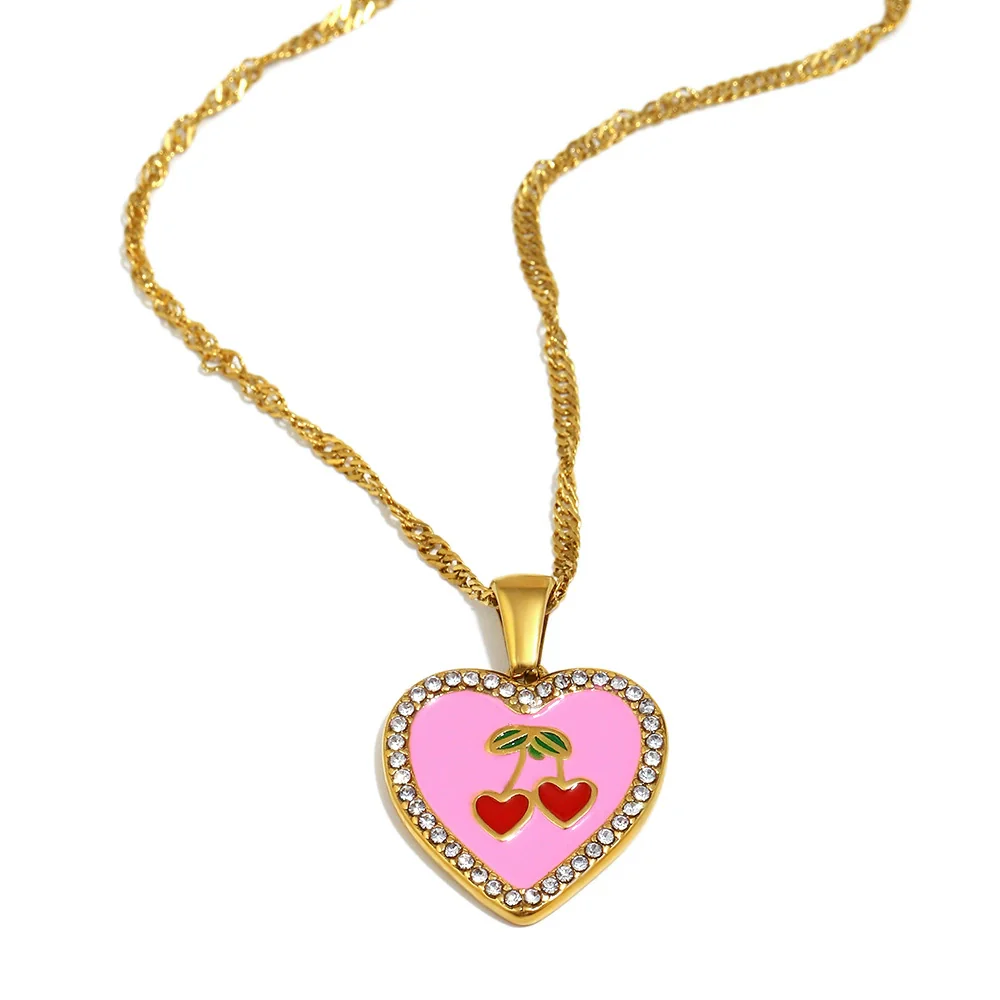 Wholesale Light Luxury Style Stainless Steel Electroplated 18K Gold Heart Shape Pendant Necklace For Women - Image 5