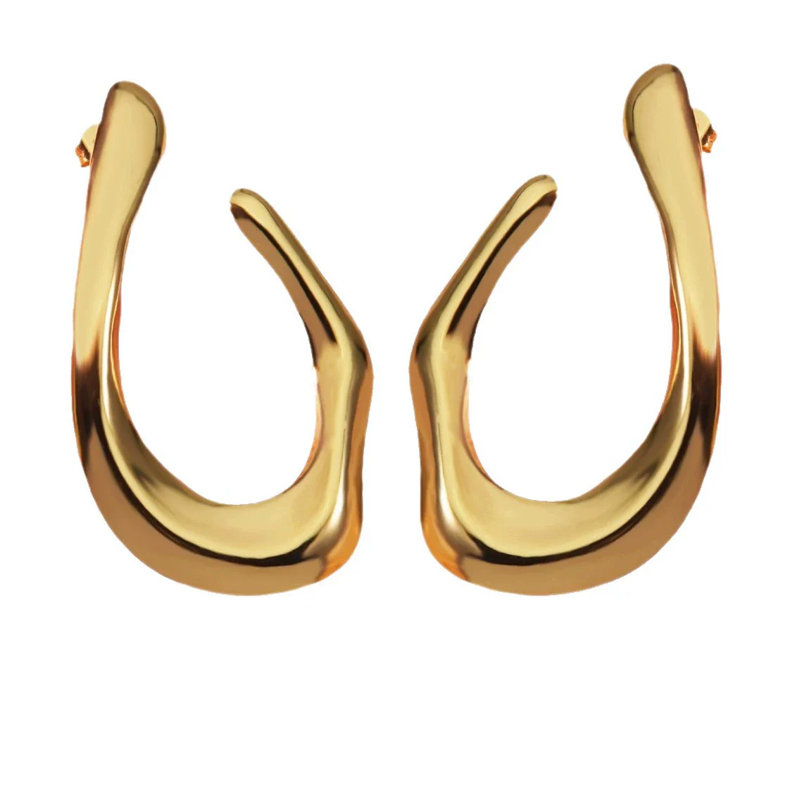 Wholesale Light Luxury Style Stamping Stainless Steel Geometric Ushaped Asymmetrical Earrings For Women - Image 5