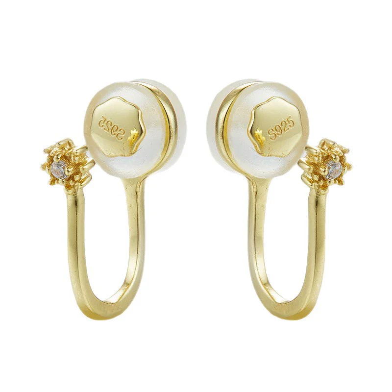Wholesale Light Nonpierced Geometric Earrings Made Of S925 Sterling Silver With Inlaid Zircon For Women - Image 5