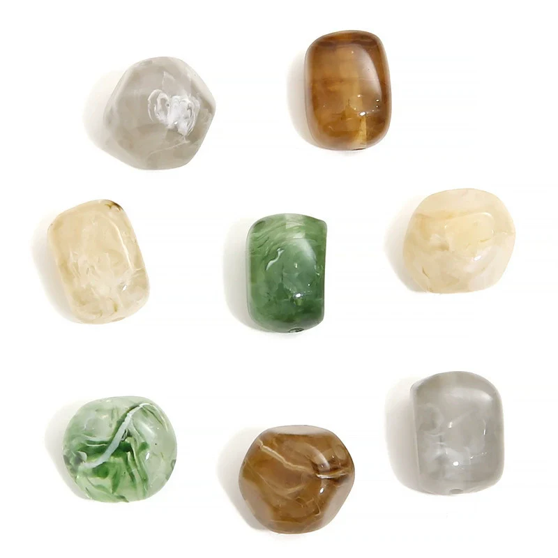 Wholesale Loose Beads Plastic And Resin Imitation Amber Stone Irregular Round Shape Simple Style Diy Handmade Beaded Necklace And Bracelet Material Accessories - Image 4