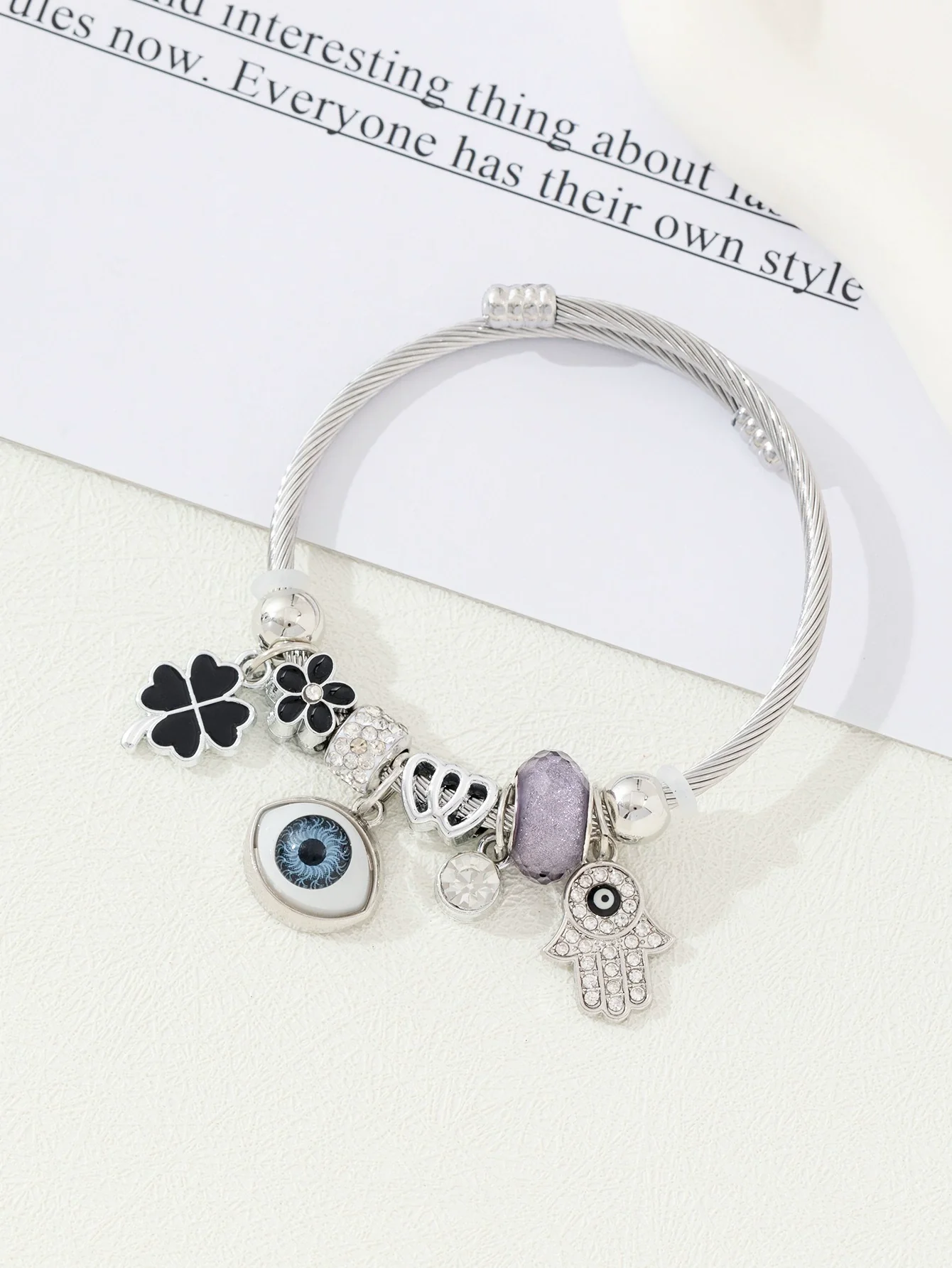 Wholesale Lovely Animal Style Stainless Steel Electroplated Beaded Bracelet With Multielement Oil Drop Rhinestone Jewelry Accessories - Image 35