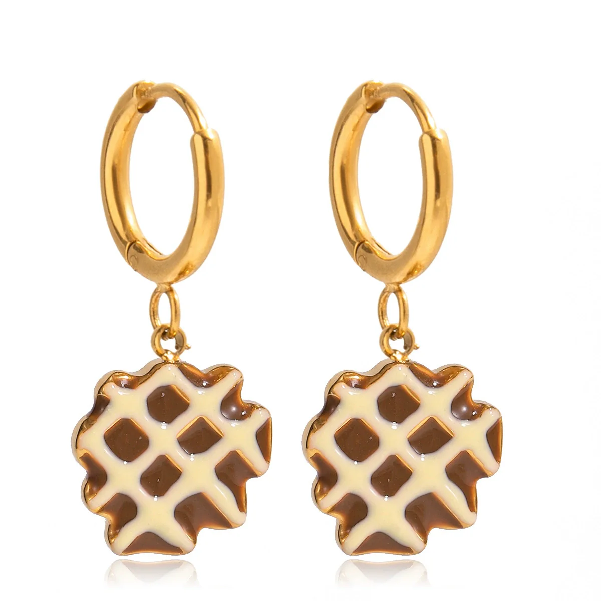 Wholesale Luxury Highend Electroplated Geometric Oil Drop Fun Food Design Stainless Steel Earrings For Women - Image 5
