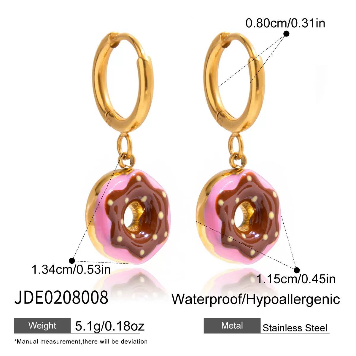 Wholesale Luxury Highend Electroplated Geometric Oil Drop Fun Food Design Stainless Steel Earrings For Women - Image 7
