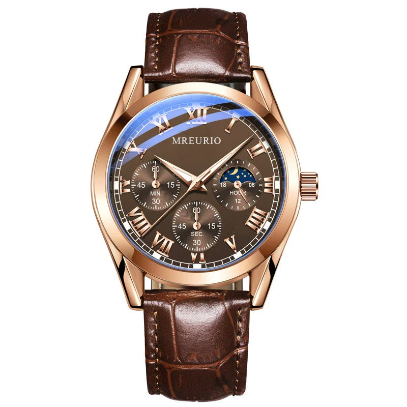 Wholesale Luxury Quartz Watch Gift Set For Men With Alloy Case Imitation Leather Strap And Stainless Steel Clasp In Round Shape And Leisure Style - Image 2
