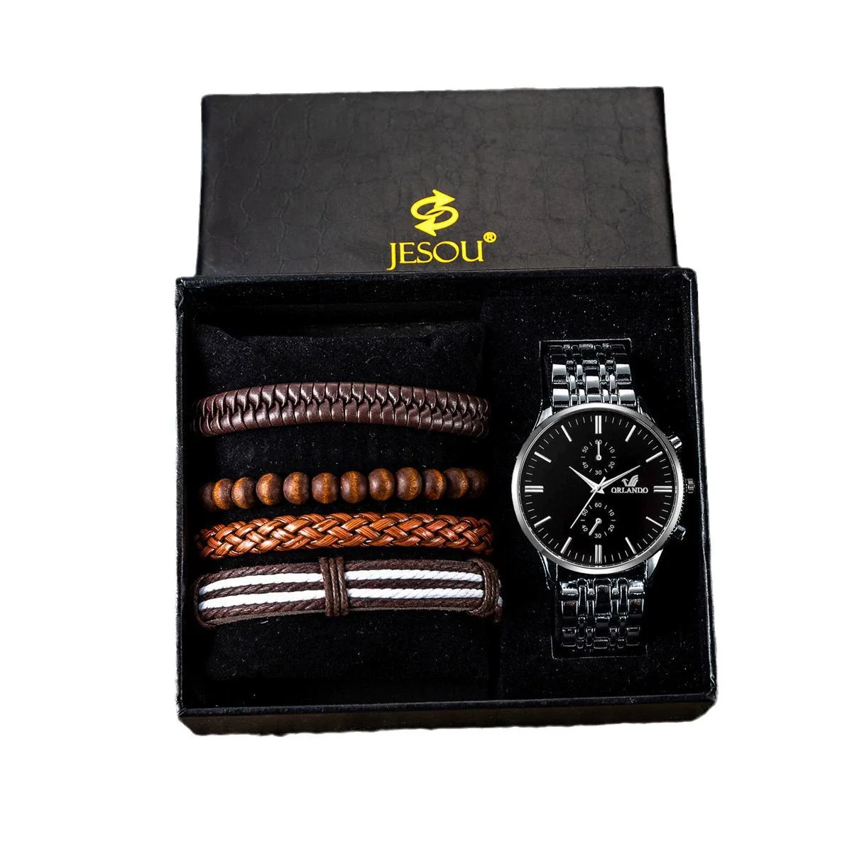 Wholesale Luxury Quartz Watch Gift Set For Men With Alloy Case Imitation Leather Strap And Stainless Steel Clasp In Round Shape And Leisure Style - Image 4