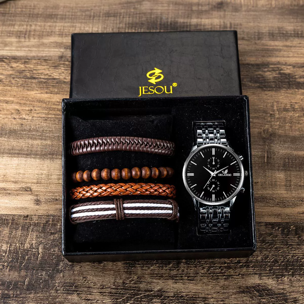 Wholesale Luxury Quartz Watch Gift Set For Men With Alloy Case Imitation Leather Strap And Stainless Steel Clasp In Round Shape And Leisure Style - Image 6