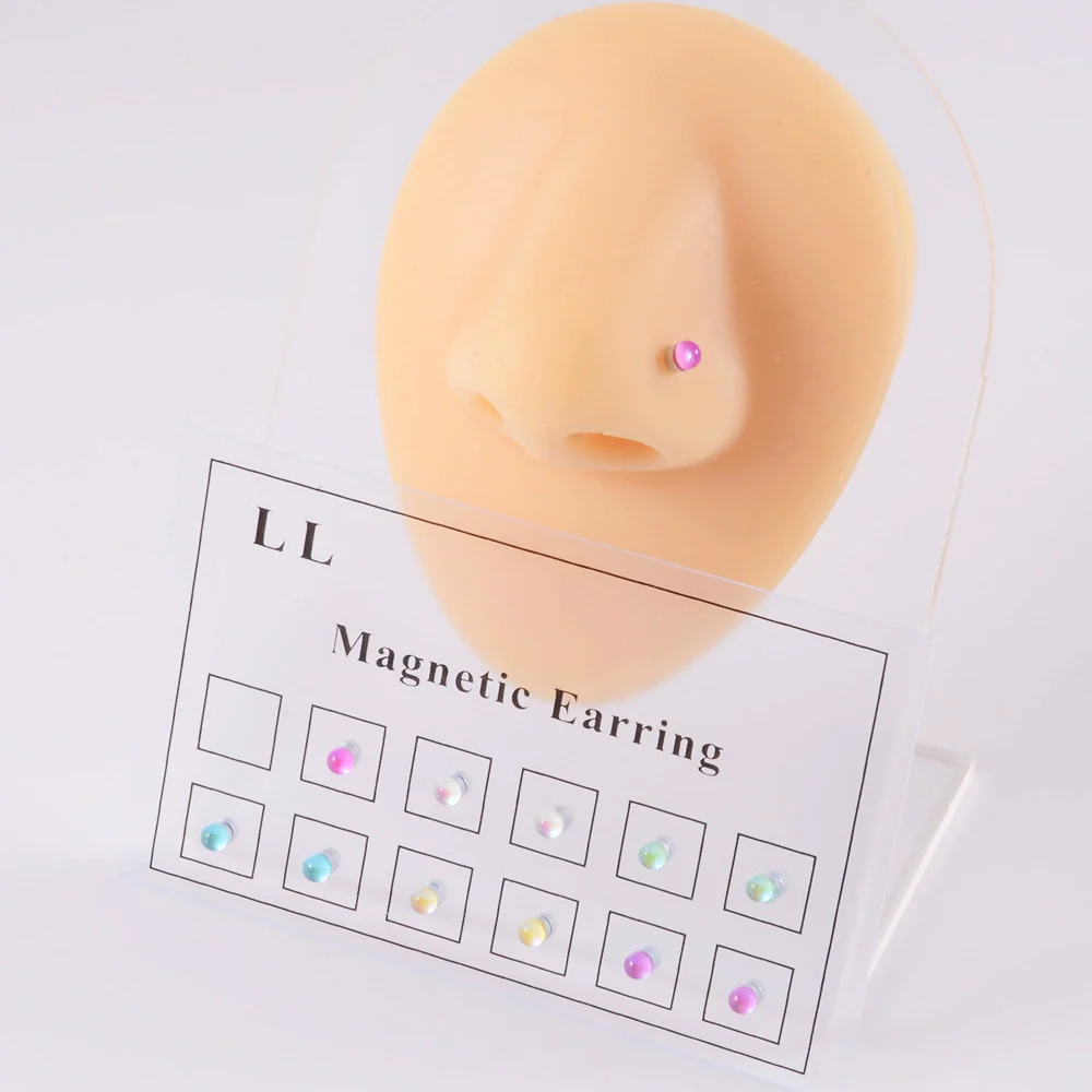 Wholesale Magnetic Nonhole Nose Nails Nonperforated Lip Nails And Ear Bone Nails Electroplated Simple Style - Image 3
