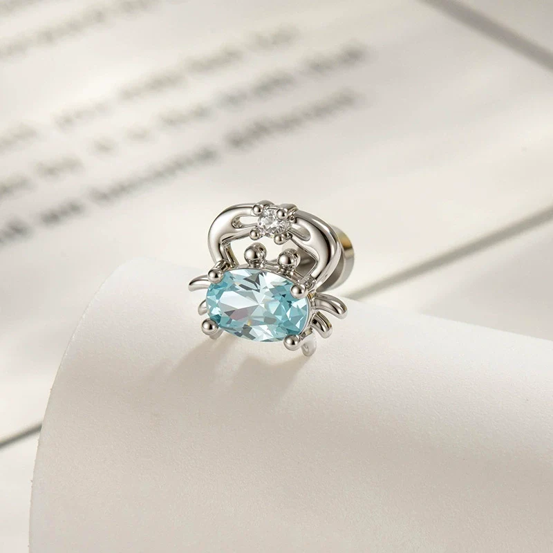 Wholesale Marine Series Cute Sweet Style Crab Shaped Metal Electroplated Cartilage Piercing Ear Bone Nail - Image 2