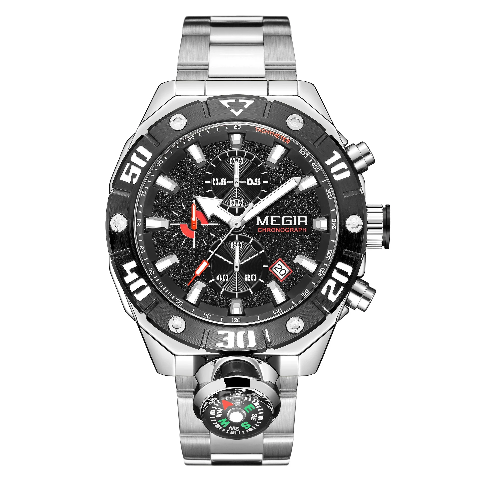 Wholesale Men's Alloy And Stainless Steel Round Dial Outdoor Sports Watch With Mineral Strengthened Glass Mirror And Spiral Crown - Image 5