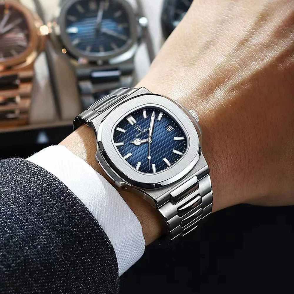 Wholesale Men's Alloy And Stainless Steel Waterproof Ultrathin Square Business Quartz Watch