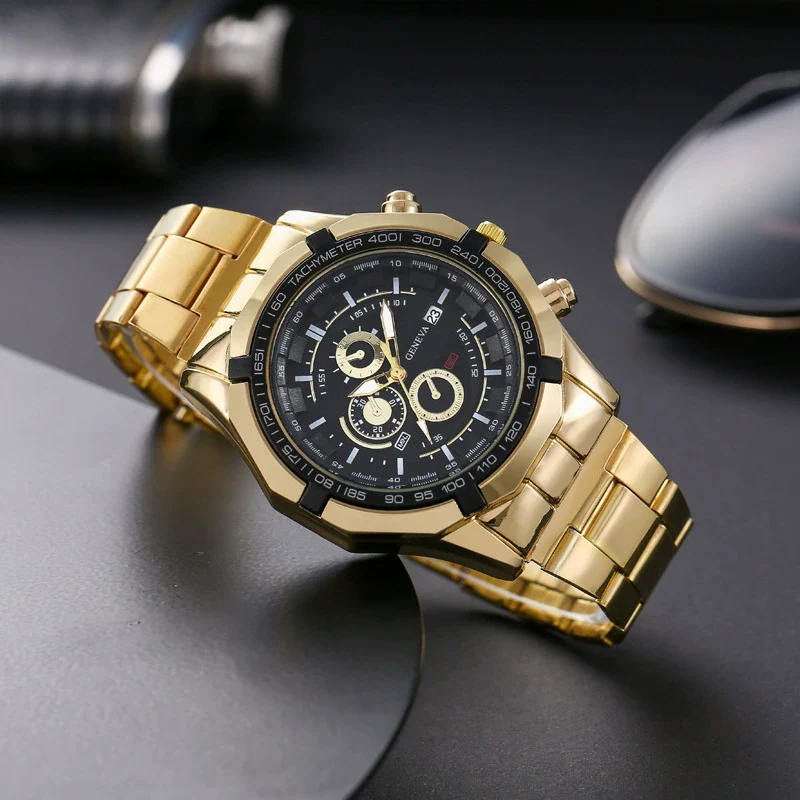 Wholesale Men's Alloy Band Set Watch Leisure Style Round Dial Quartz Movement - Image 7