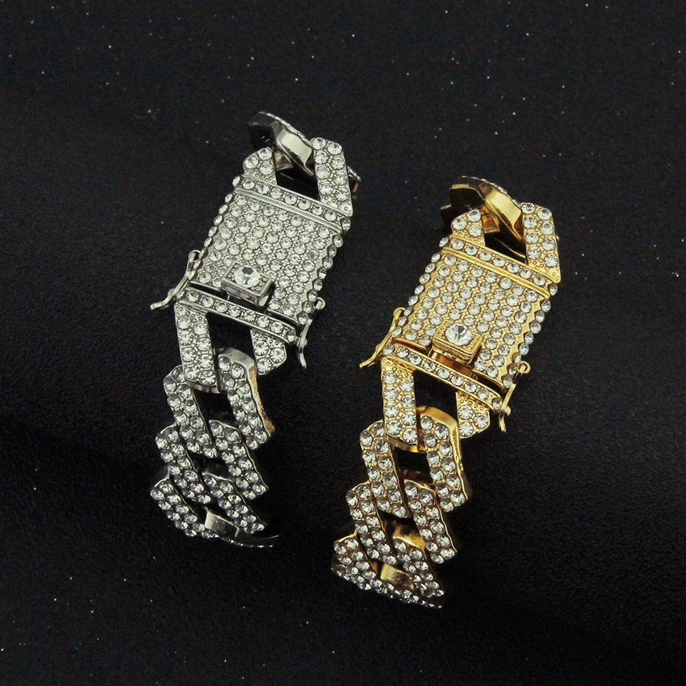Wholesale Men's Alloy Jewelry Punk Geometric Diamond Bracelet - Image 2